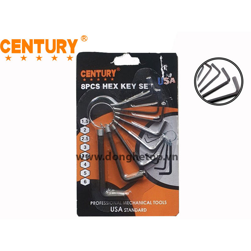 Bộ lục giác ngắn gọn Century (Sò 10 cây/vĩ) (1.5mm/2mm/2.5mm/3mm/3.5mm/4mm/5mm/6mm/8mm/10mm)