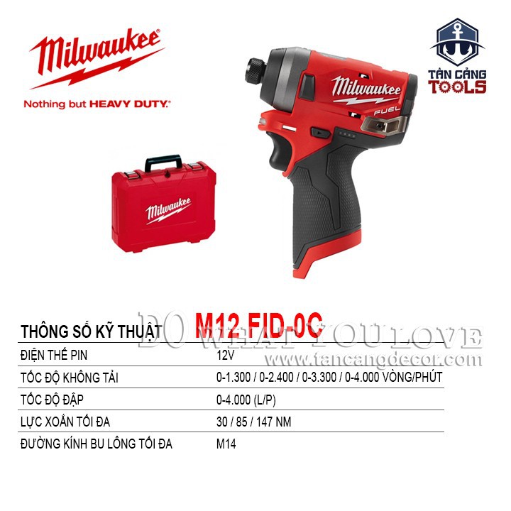 [Trả góp 0%] Máy Vặn Vít Dùng Pin Milwaukee M12 FID-0C ( Thân Máy )