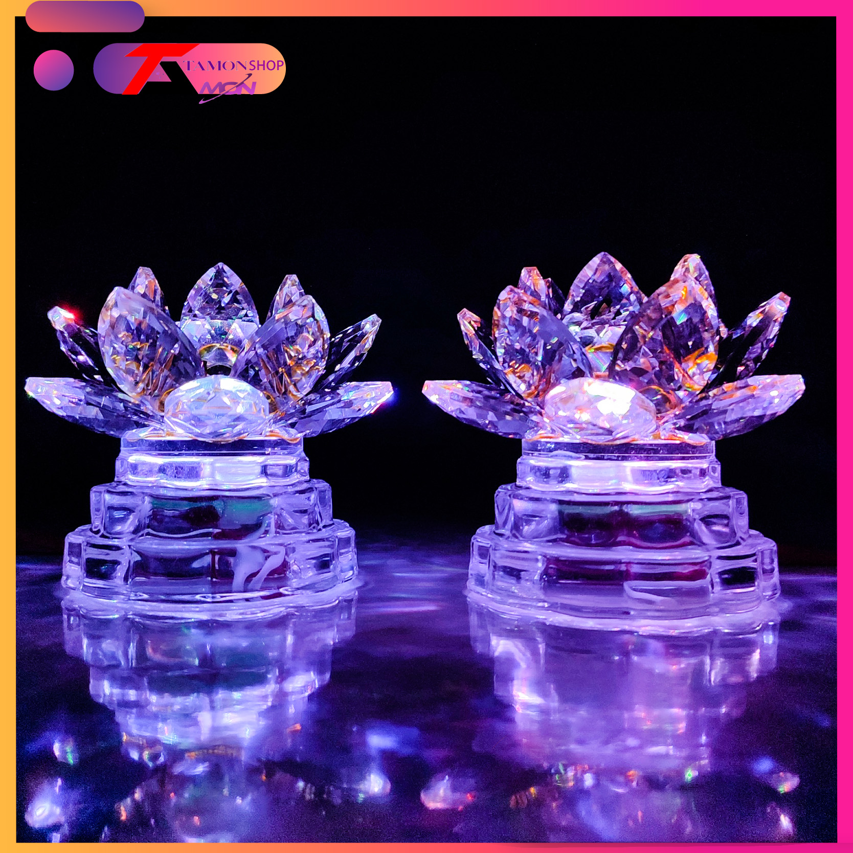 Solid Lotus Crystal pair, church display, Buddha wardrobe decoration, Guan Yin pl40
