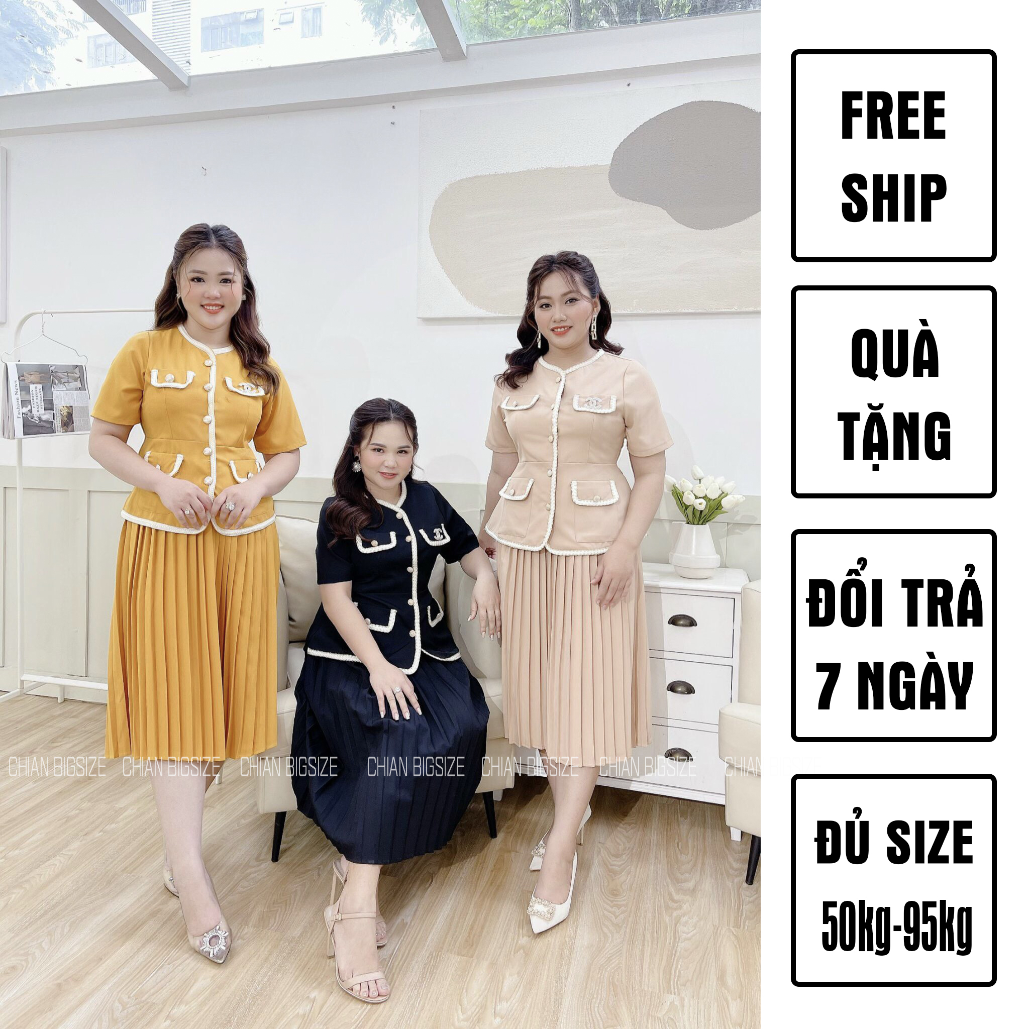 [MUA1TẶNG1] Lightning tops Pelum dress pleated bigsize advanced