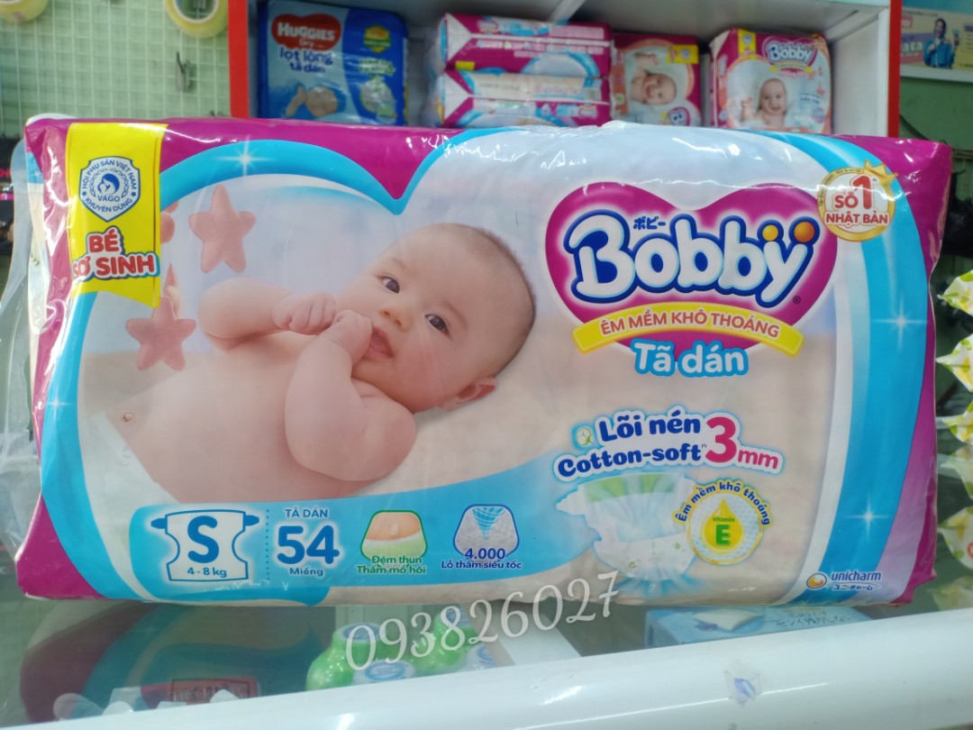 Tã dán sơ sinh Bobby size S54+4 miếng (4 - 8kg)