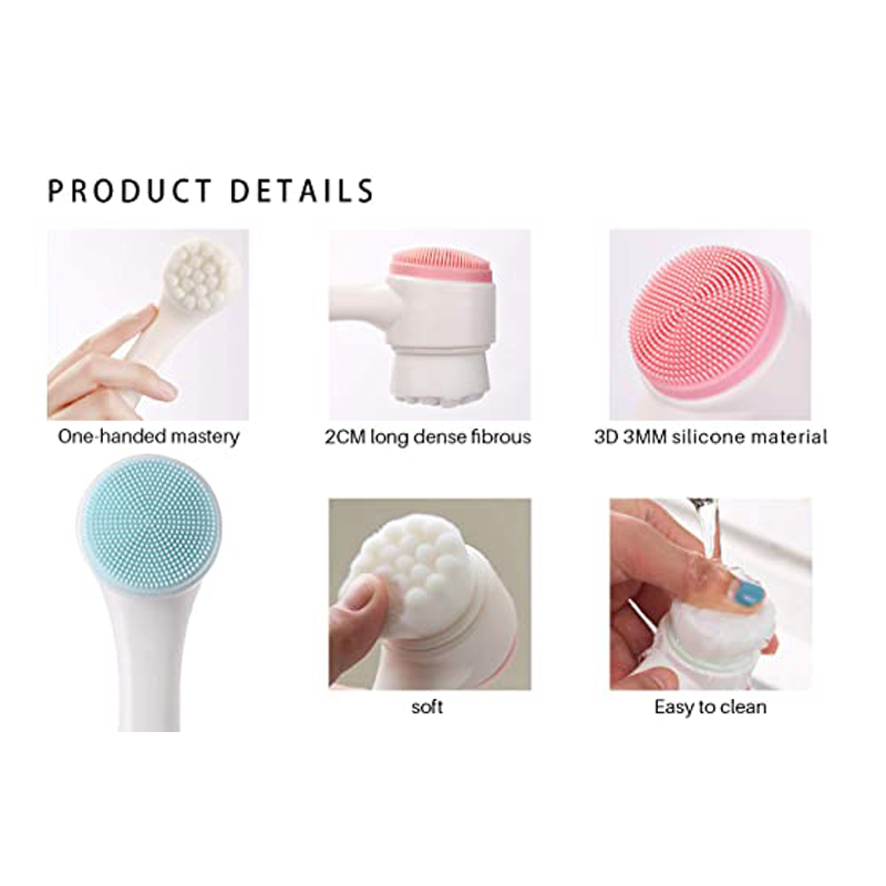 Cọ rửa mặt 2 đầu silicone mềm mại ( Màu ngẫu nhiên) Massage
