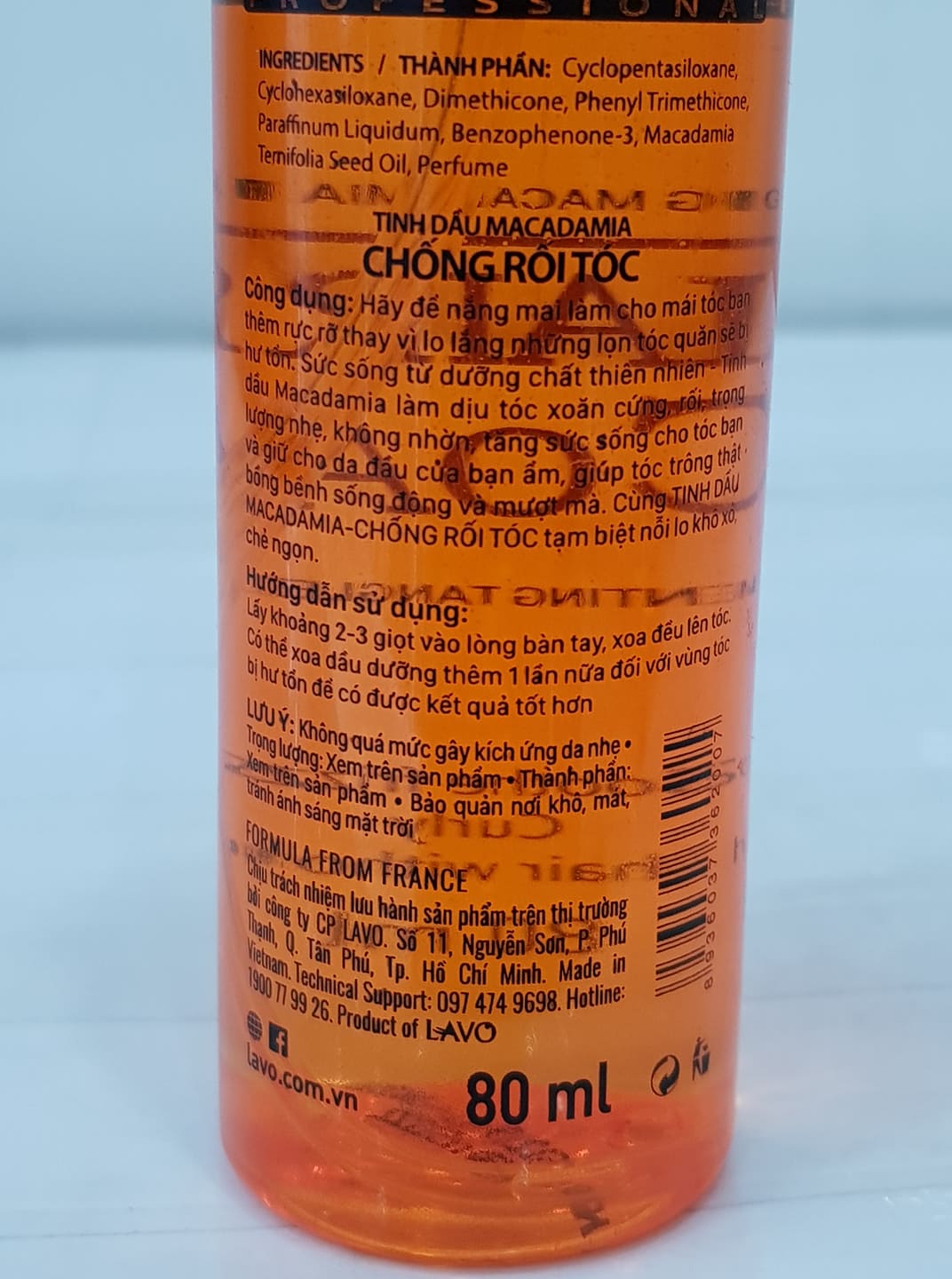 Dầu Bóng Dưỡng Tóc Chống Rối LAVOX 80ml