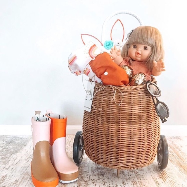 [Hàng Handmade] Xe kéo cho bé LUGGY dành cho chụp hình studio cực xinh, làm bằng mây, kích thước 38 x 25.4 x 74 cm