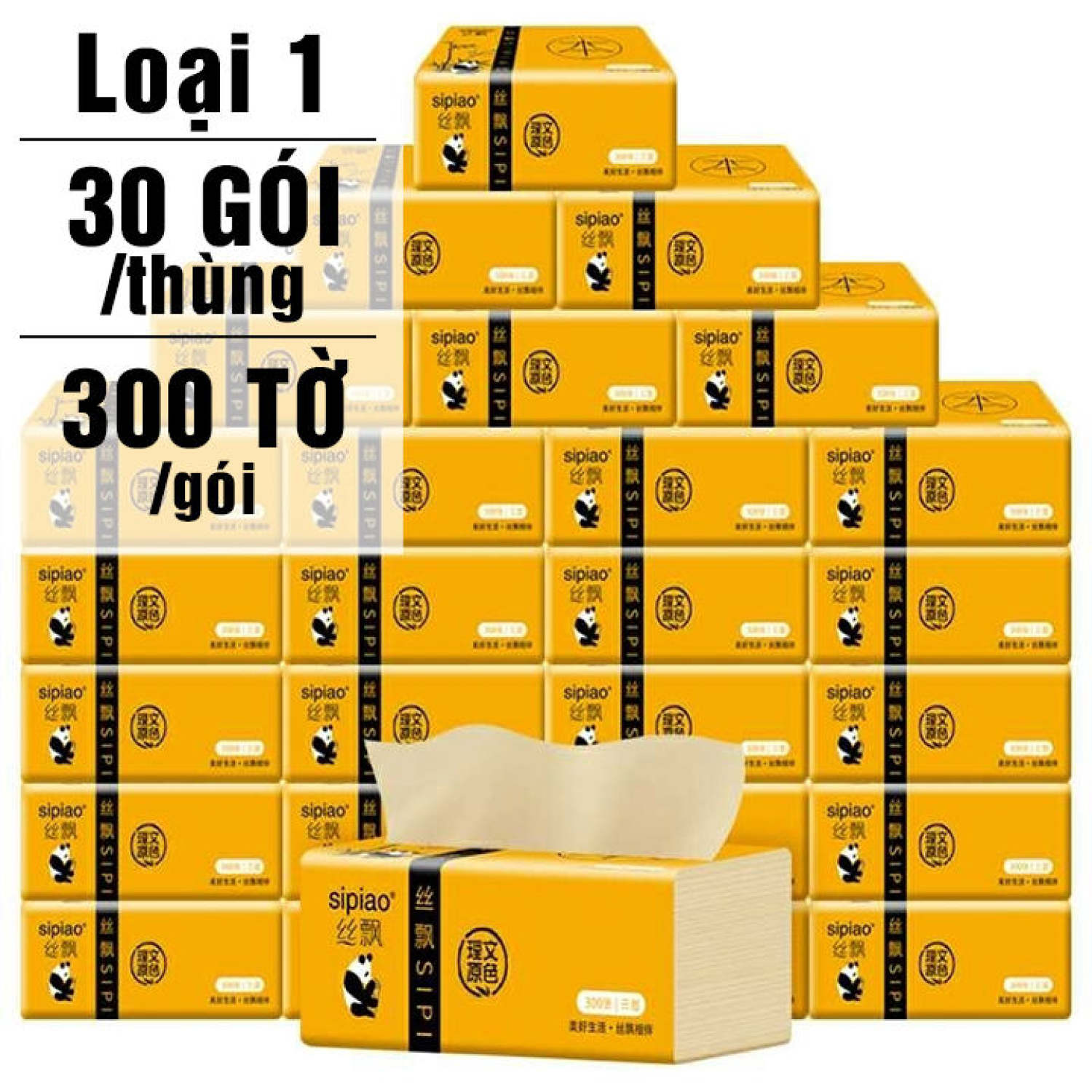 1 THÙNG 30 GÓI GIẤY ĂN GẤU TRÚC LOẠI 300 tơ` 1 GÓI