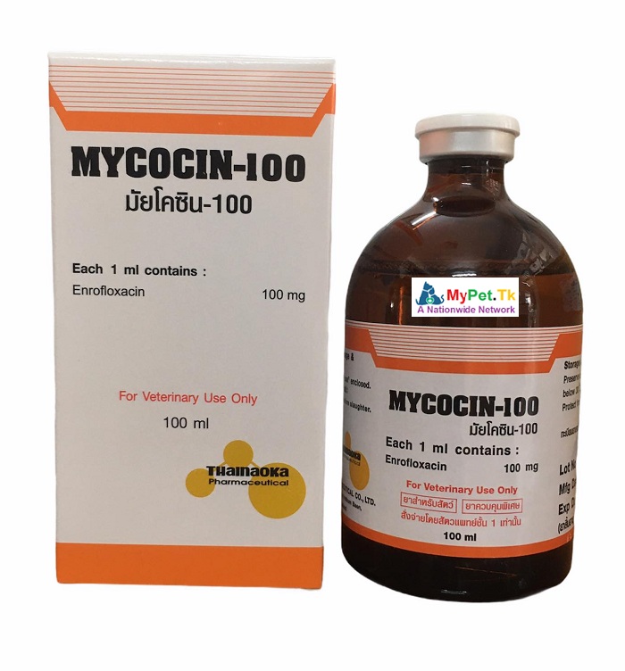 Mycocin 100  Enrofloxacin 5% For Poultry, Cattle, Pig, Sheep, Goat, Lamb, Dog, Cat and Other Pets