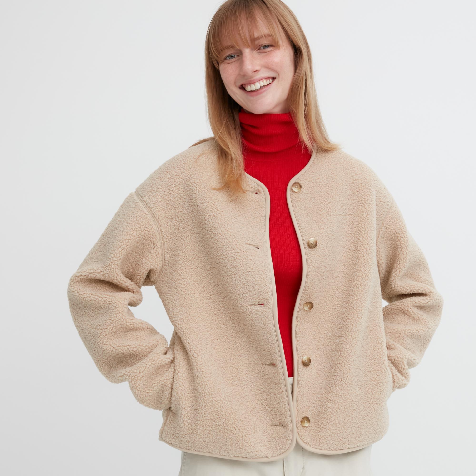 Áo lông cừu cardigan cổ tròn boa - tag nhật
