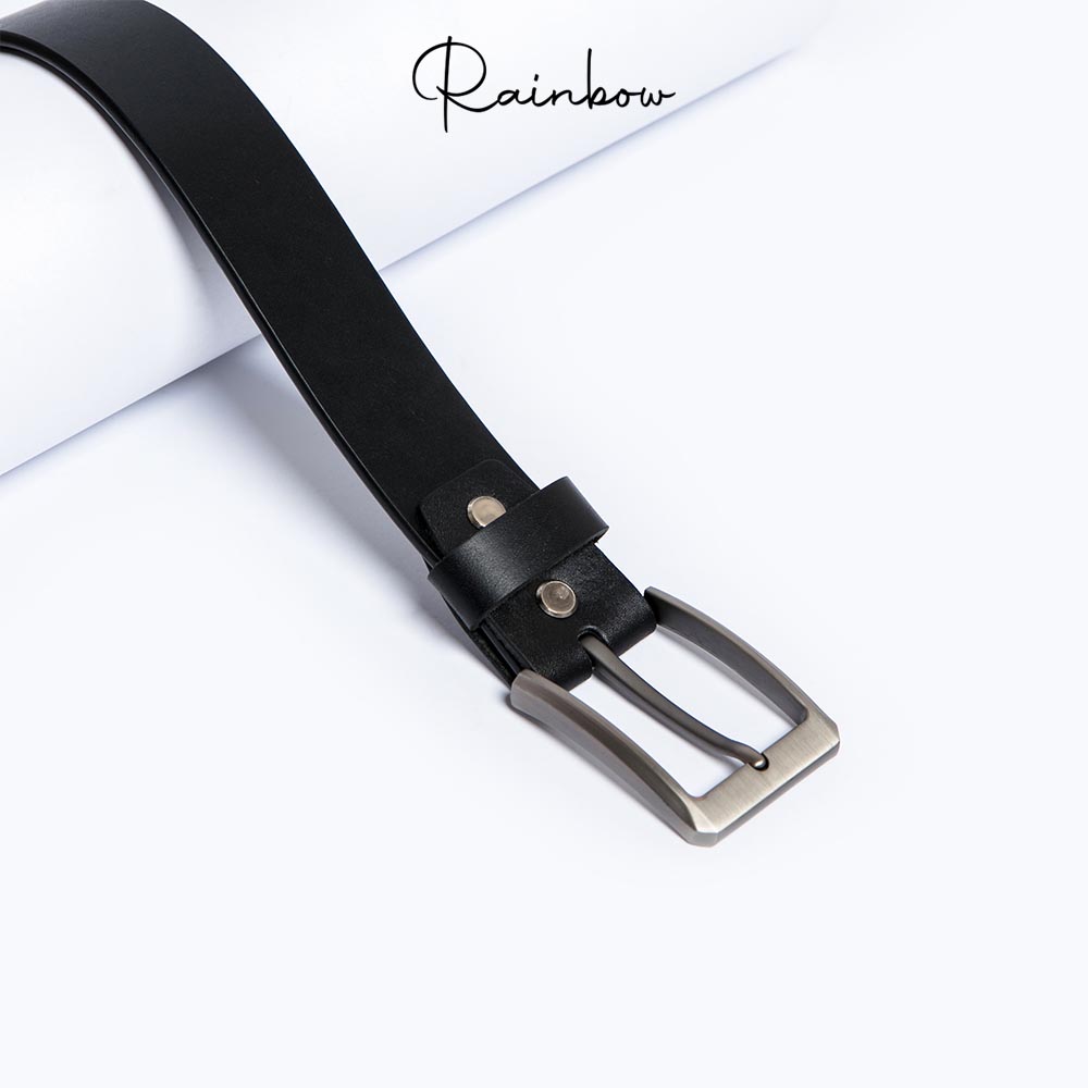 Thắt lưng nam da bò thật đẳng cấp Rainbow BELT-004-BLK màu đen