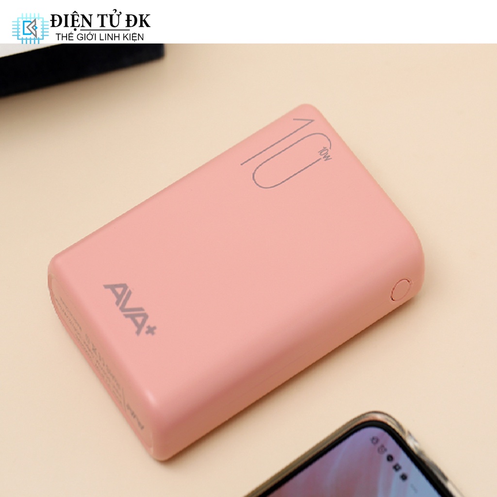 Pin sạc dự phòng 10000mah ava+ pj jp192 lõi pin polymer tặng kèm cáp sạc