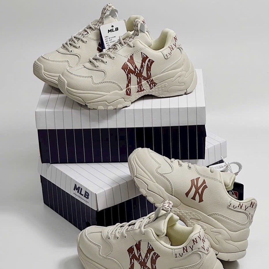 [TẶNG HỘP+ BILL+TẤT] Giày thể thao nam nữ MLB monogram NY nâu hàng cao cấp size 36-43