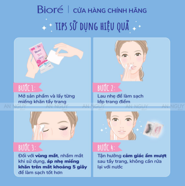 Khăn Giấy Tẩy Trang Giữ Ẩm Biore 10 Miếng