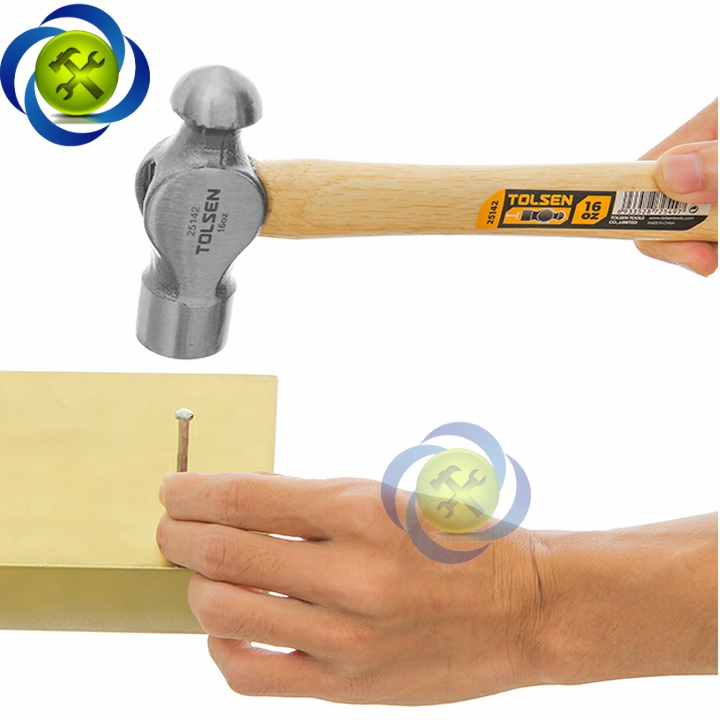 [HCM]Búa đầu bi cán gỗ Tolsen 25142 (đầu búa 16oz nặng 448gram)