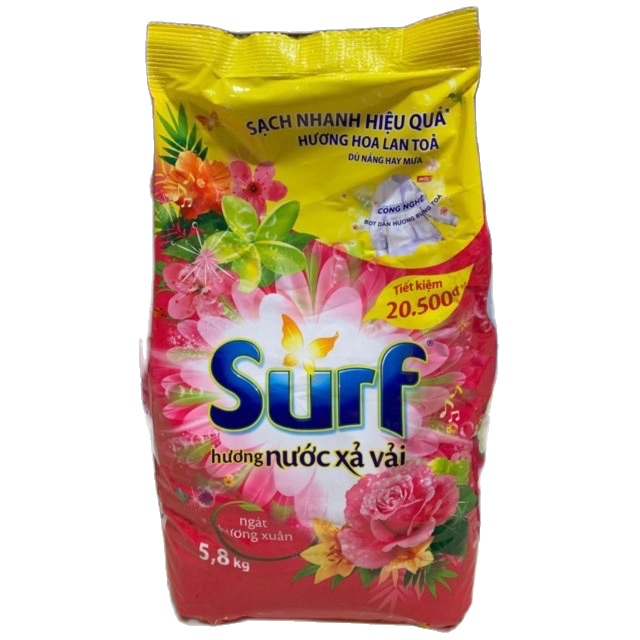 Bột giặt SURF Sạch nhanh hiệu quả , bịch 5,8Kg