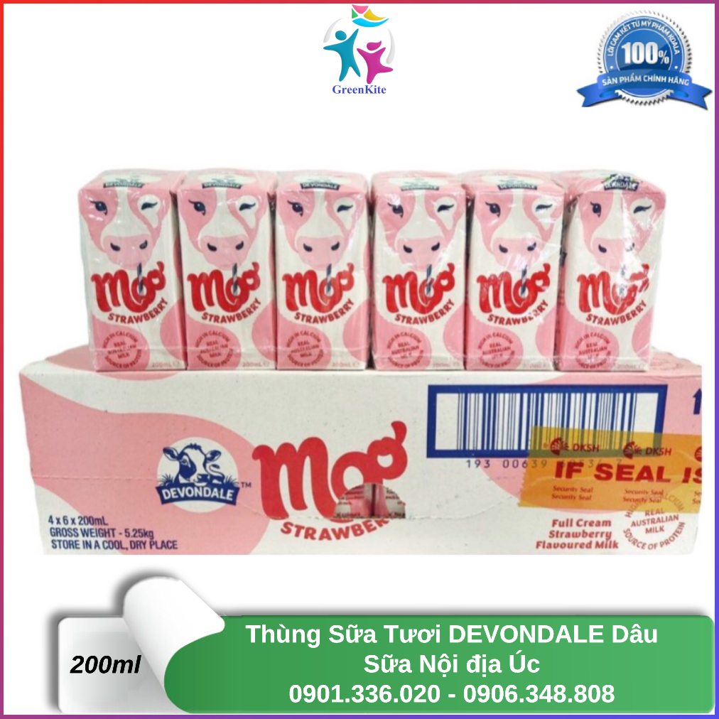 Thùng Sữa Tươi Devondale Vị Dâu 200ml