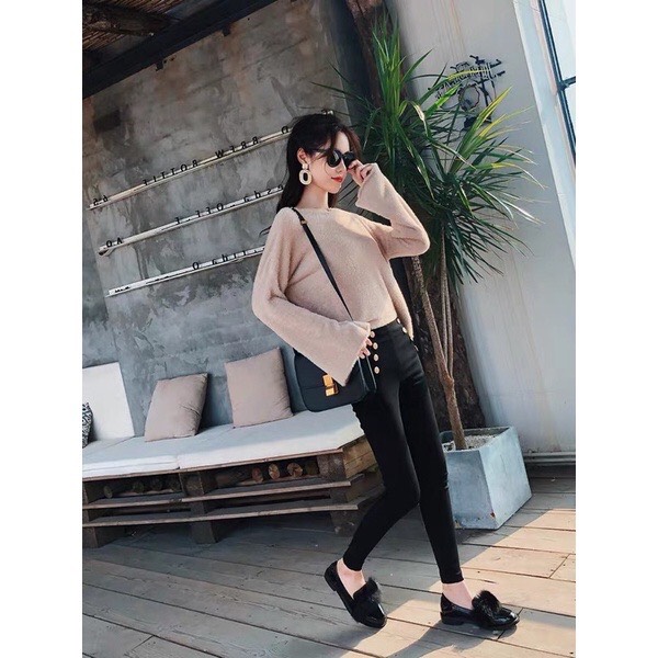 Quần Legging 6 Cúc Cạp Cao { Chất UMi Hàn Quốc Loại 1 Dày Dặn }-mã legging 6 cúc