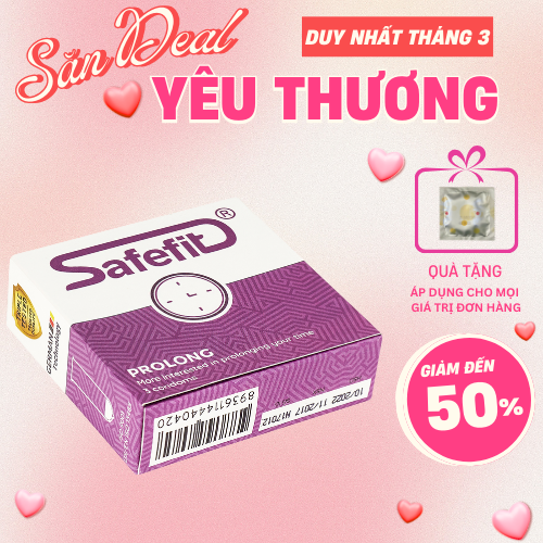 Bao cao su Siêu mỏng Kéo dài thời gian Safe Fit Prolong - 3 chiếc