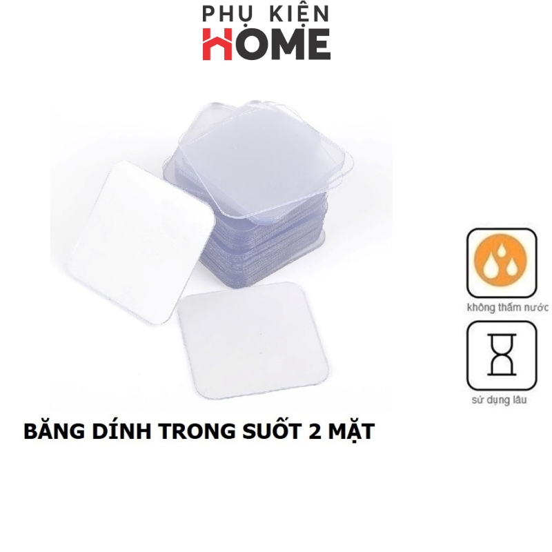 Băng Keo 2 Mặt Dán Tường Tiện Lợi, Băng Dính Trong Suốt Đa Năng, Miếng Dán  Chịu  Lực Chống Thấm Nước. Miếng Băng Dính 3M Siêu Dính 2 Mặt Trong Suốt, Tiện Dụng - Đa Năng, Loại Vuông 6x6cm. Phụ Kiện Home 6000