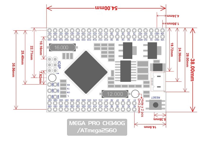 MEGA 2560 Pro mini, Arduino mega 2560, Mega 2560 Ch340G