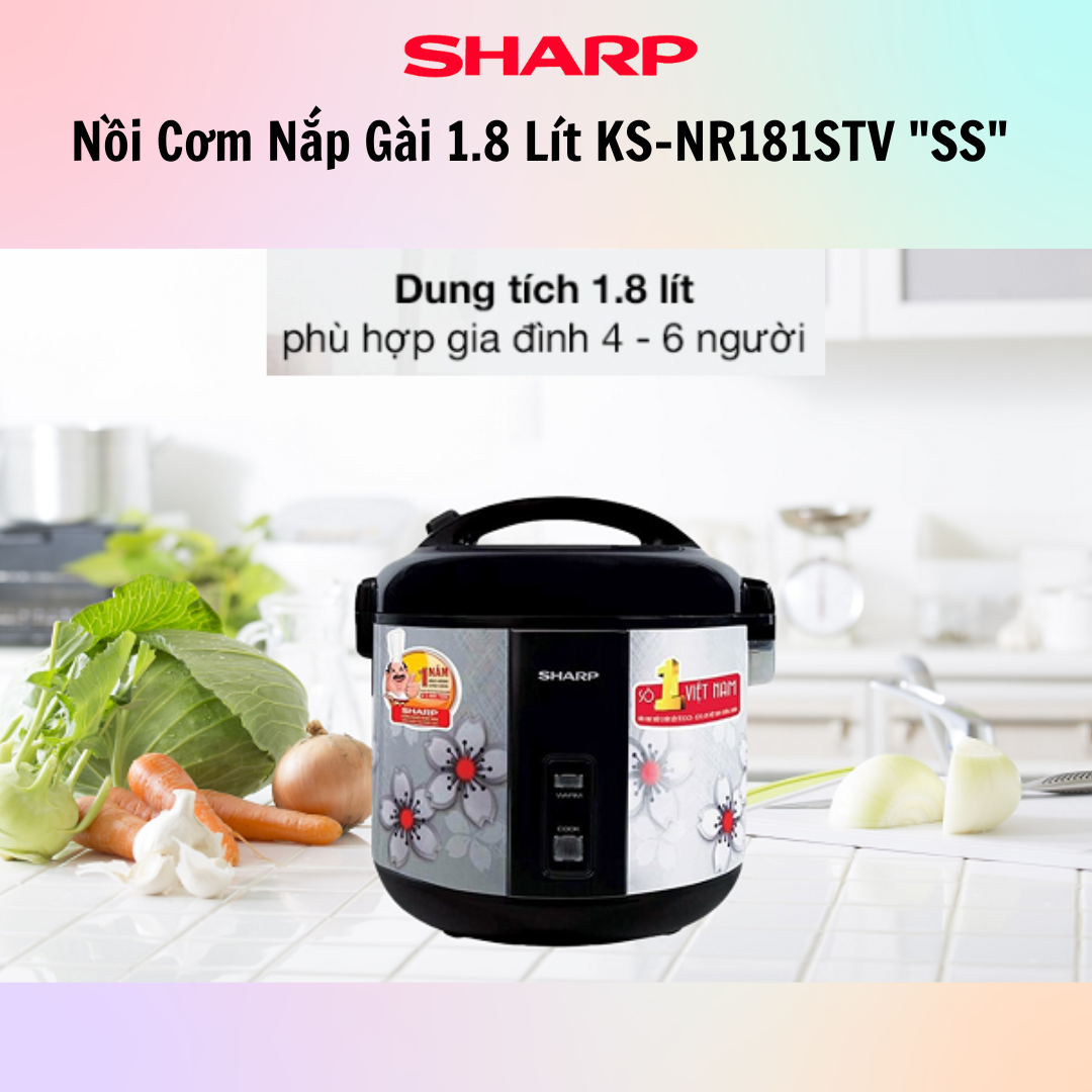 Nồi Cơm Điện Sharp KS-NR181STV SS - 1.8 Lít - Hàng chính hãng