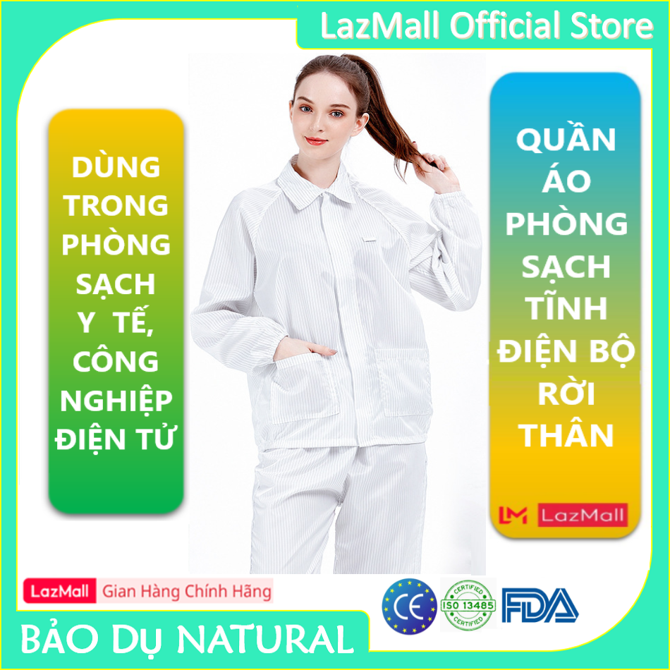 Quần Áo Bảo Hộ Phòng Sạch Chống Tĩnh Điện Bộ Rời Thân Không Mũ - Hàng Chính Hãng SAFEMALL OFFICIAL