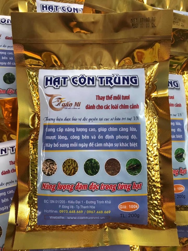 Hạt côn trùng 200gr - Thay thế mồi tươi dành cho chim cảnh (Hiệu Tuấn Mi - Xứ Thanh)