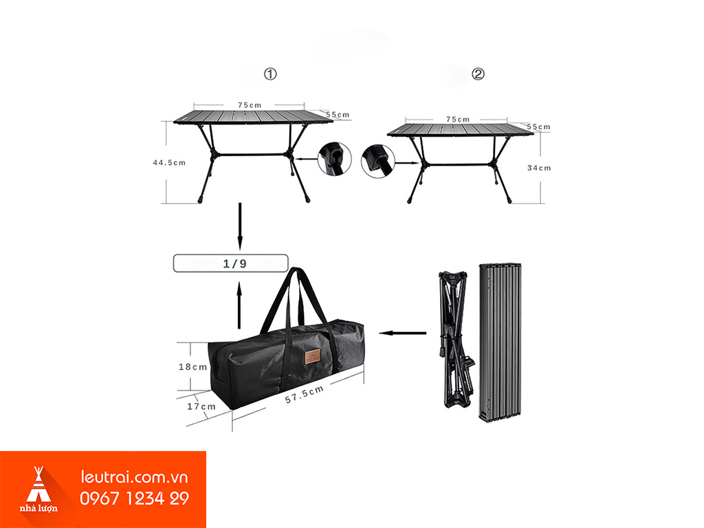 Bàn nhôm dã ngoại Campingmoon T520