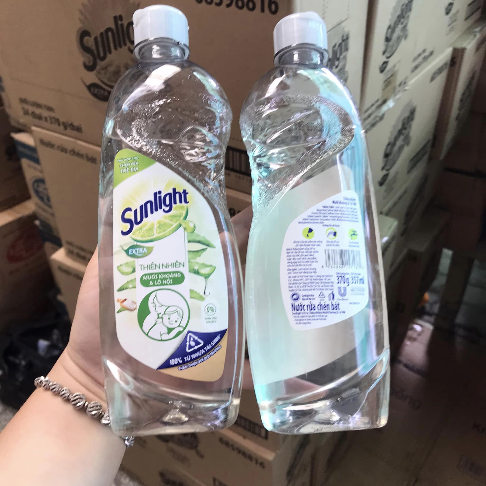 Nước rửa chén sunlight thiên nhiên muối khoáng - lô hội 370ml