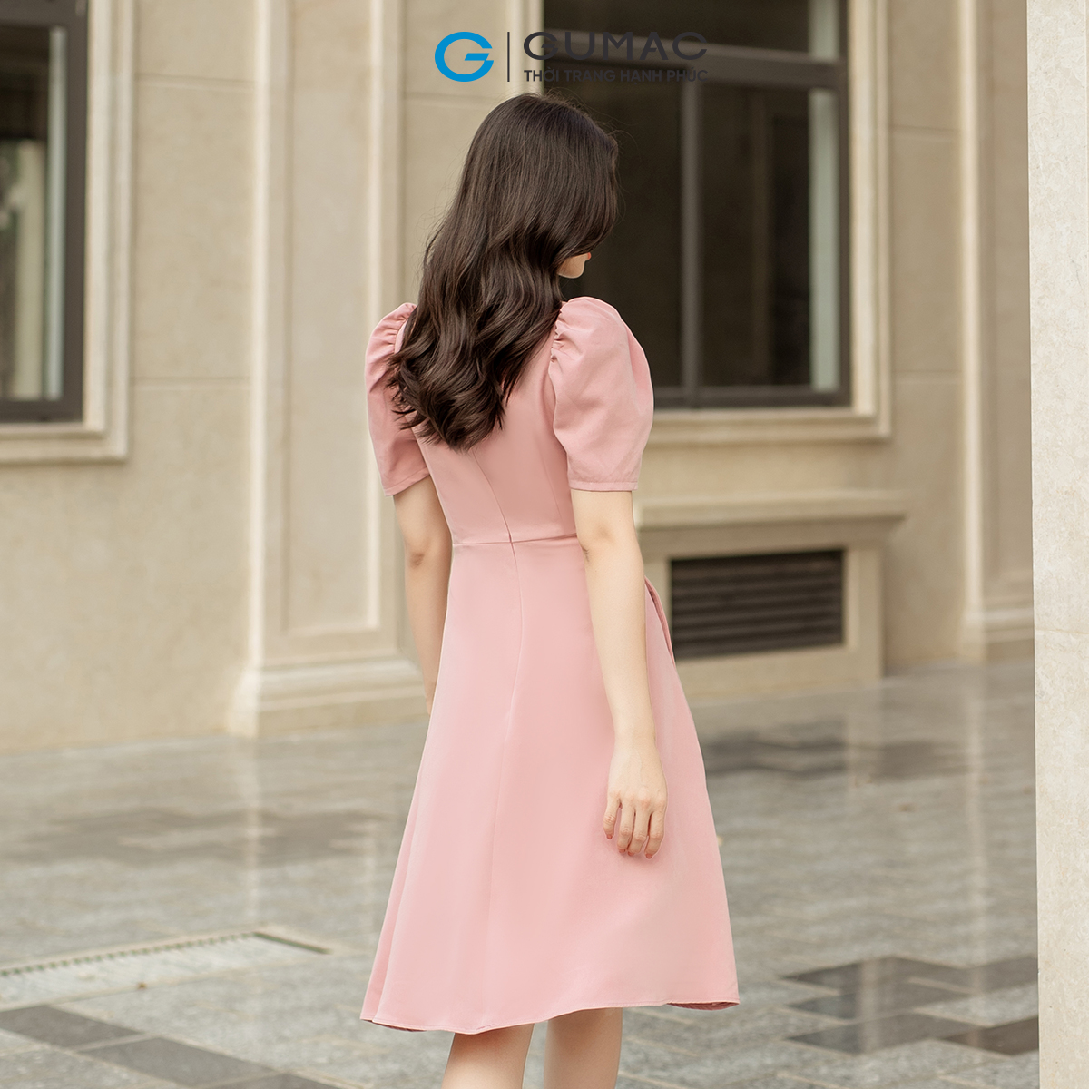 Đầm nữ A tay nhún GUMAC DD05021
