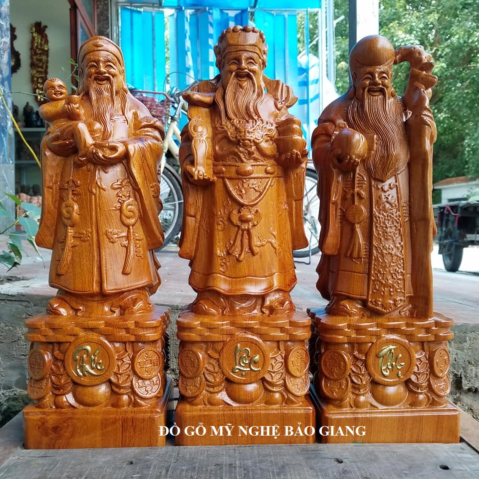 Tượng tam đa gỗ hương cao 40 cm