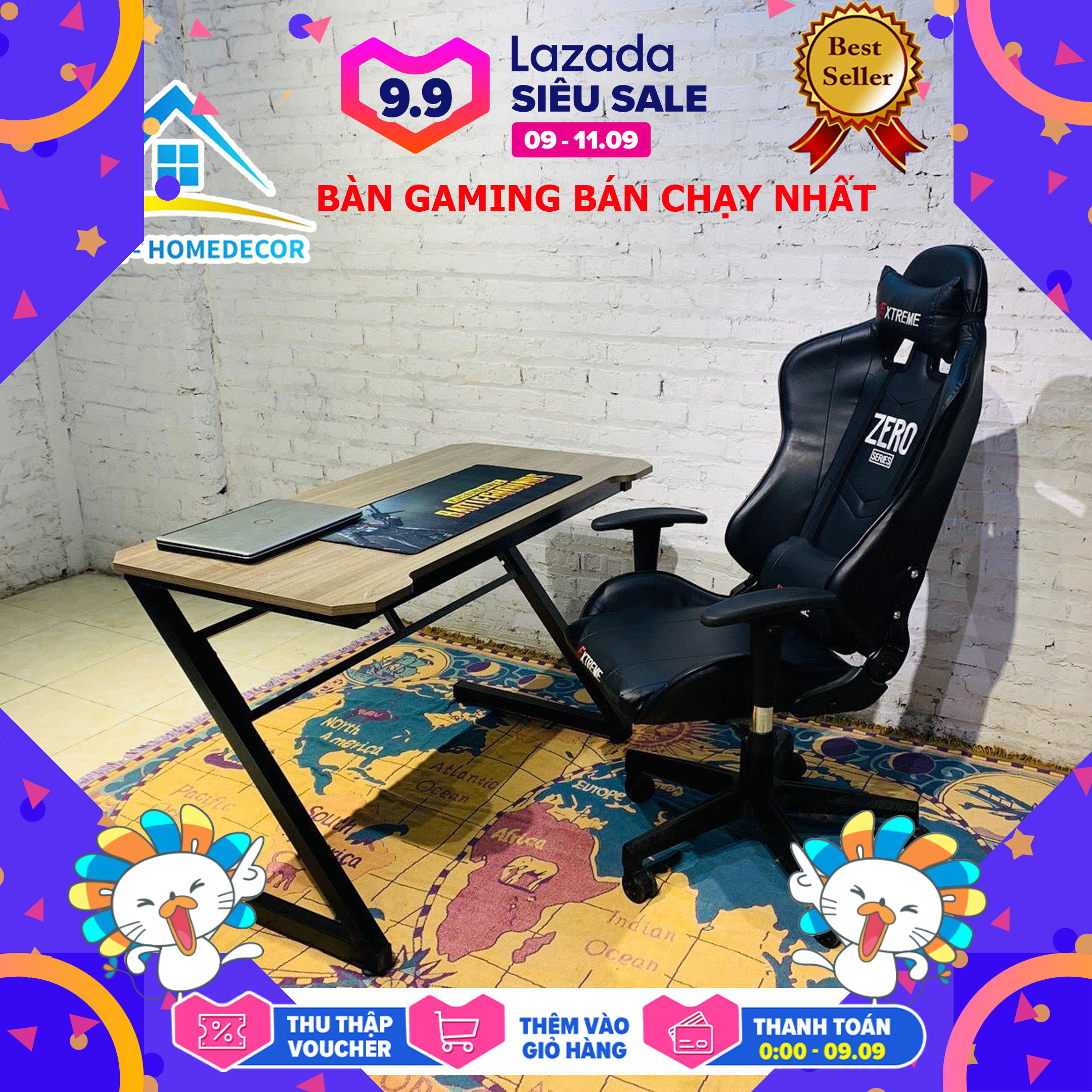 Bàn gaming khuyết giữa chân K gỗ MFC An Cường/MDF Mộc Hoàng gia phủ Melamine, bàn chân chữ Z khung sắt sơn tĩnh điện chống gỉ, bàn game thủ, bàn học sinh, bàn làm việc giá rẻ