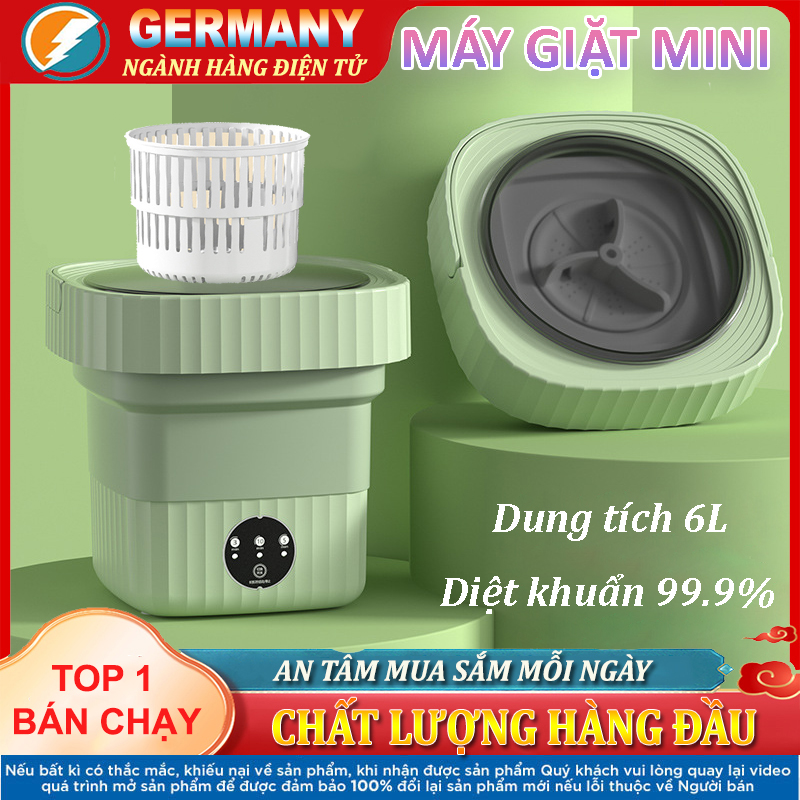 Máy giặt mini gấp gọn cho bé dung tích 6L, Máy giặc tự động vắt khô, khử khuẩn ánh sáng xanh UV, Củ máy giặt đồ lót, tất vớ