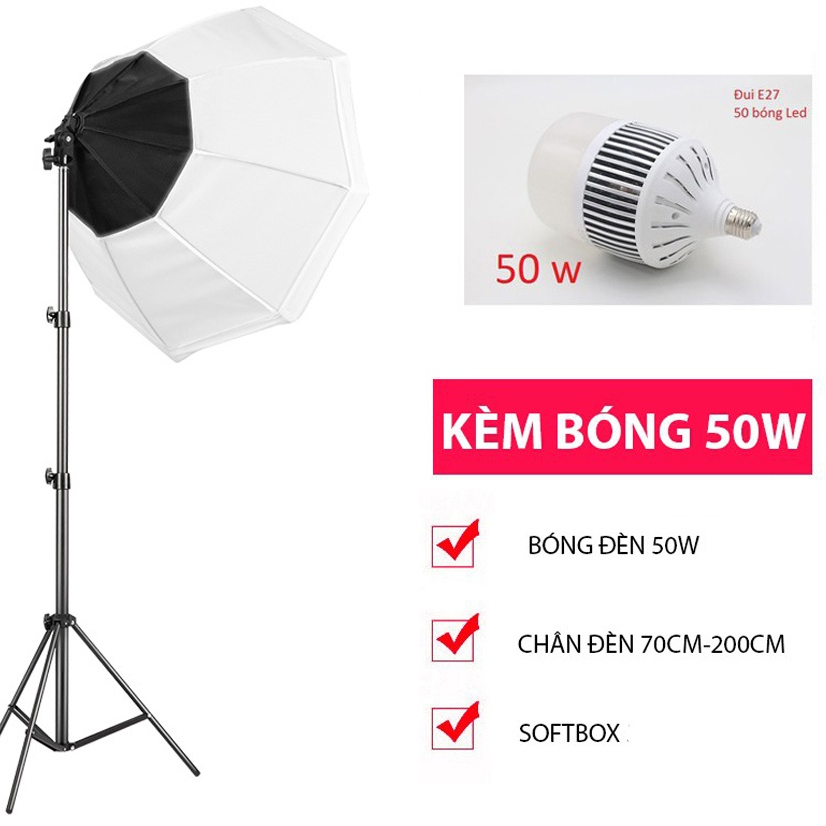 Bộ đèn studio softbox bát giác siêu sáng chụp ảnh, quay phim,Livestream chuyên nghiệp