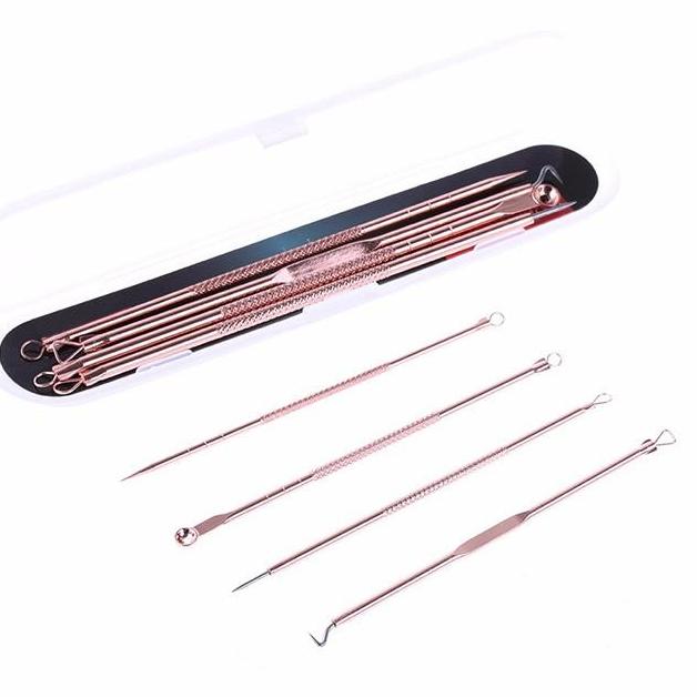 Bộ 4 cây lấy nhân mụn 8 đầu, chất liệu bằng kim loại an toàn