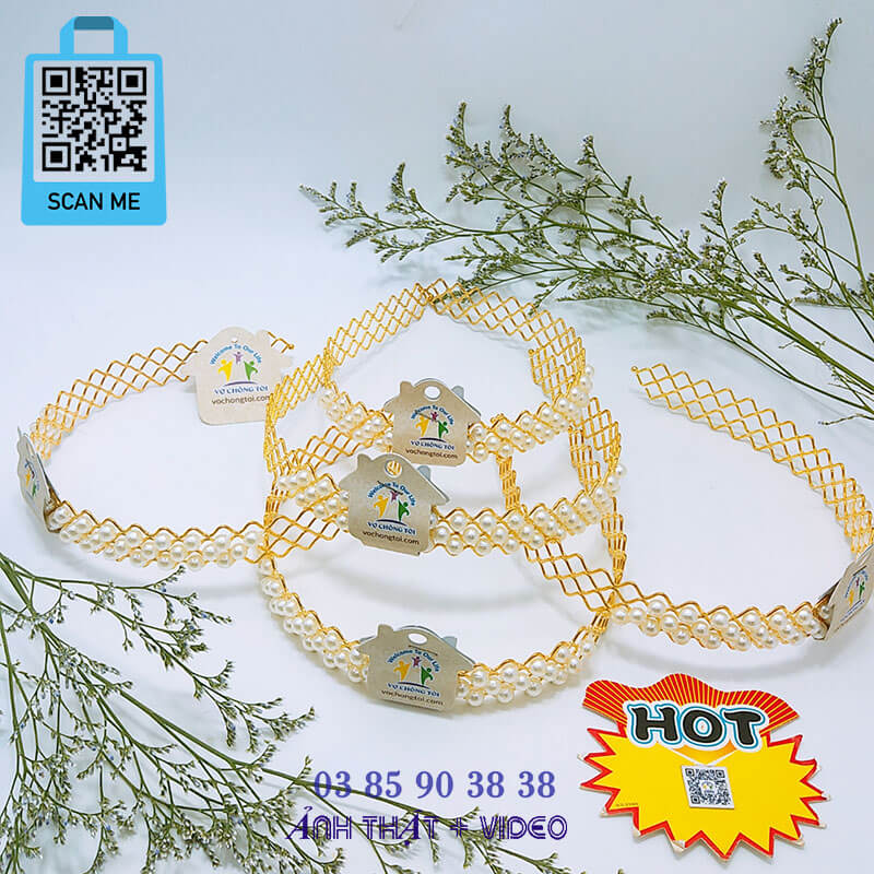 Băng đô nữ cute, cài tóc nữ ngọc trai, phụ kiện nữ Hàn Quốc, bờm tóc cho bé gái, cài tóc ngọc trai 3 tầng sang chảnh - thương hiệu Vợ Chồng Tôi