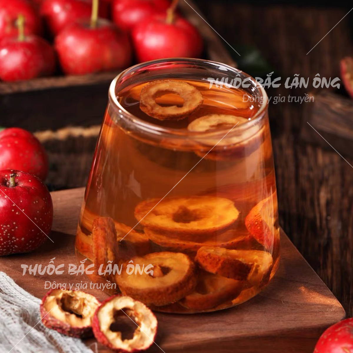 Sơn tra thái lát 100g (Táo gai sấy khô, pha trà hỗ trợ tiêu hóa) - Lãn Ông