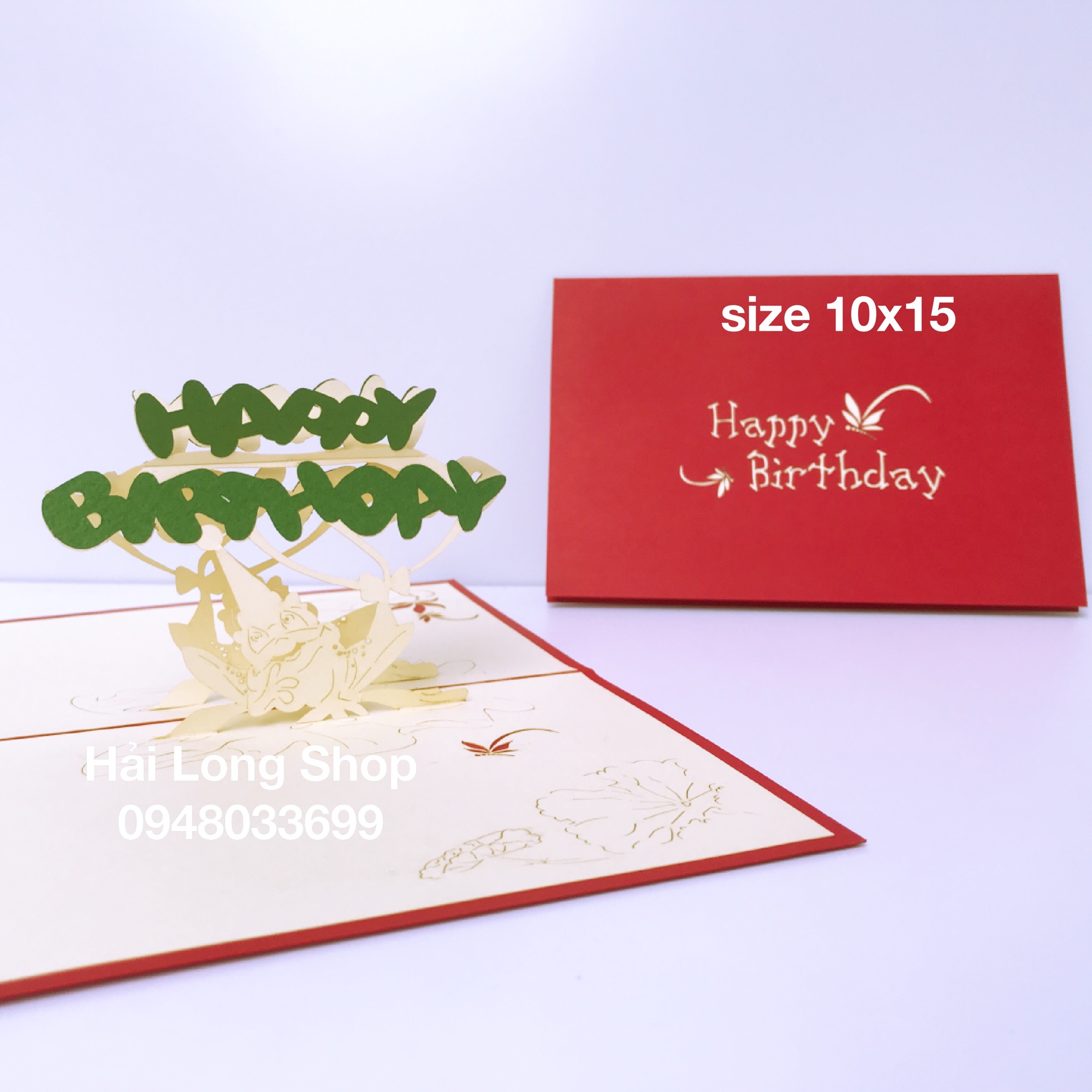 Con Ếch - Frog - Birthday - Sinh nhật - Thiệp 3D ( 2 màu bìa )