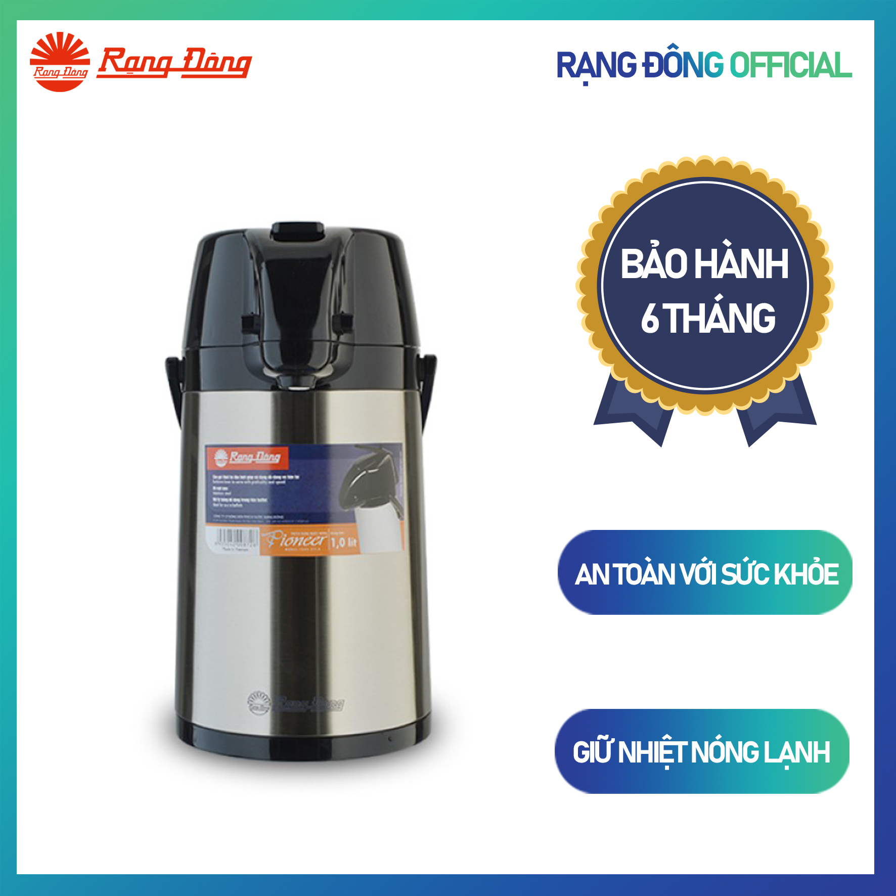 Phích cao cấp Bơm nước 1 Lít RD 1045 ST1.E Chính hãng Rạng Đông Khả năng giữ nhiệt lâu Ruột thủy tinh chất lượng cao Thiết kế tinh tế sang trọng