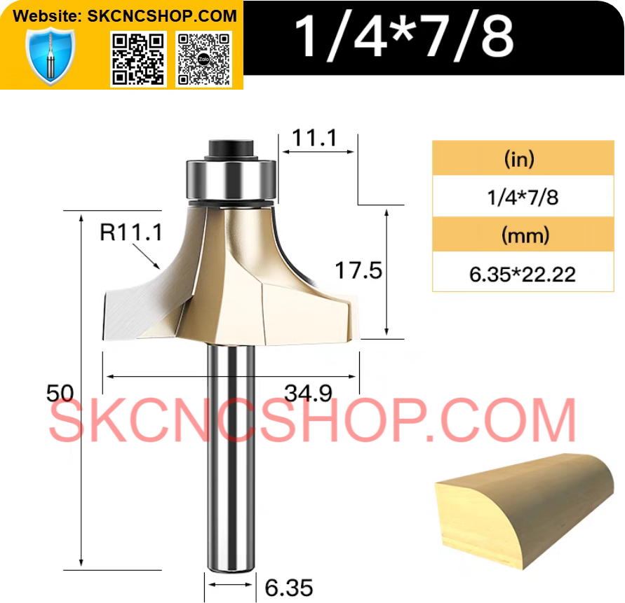 Mũi phay gỗ bo góc tròn - router - sk cnc shop
