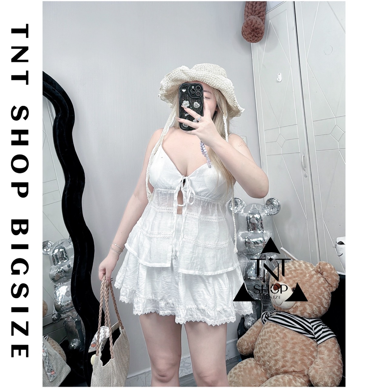 ÁO LƯỚI 2 DÂY CỔ V  [TNT SHOP BIGSIZE 60KG 90KG]
