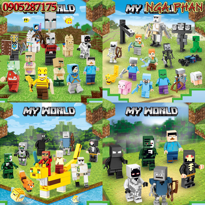 Minifigures Nhân Vật Minecraft Siêu Đẹp Kèm Trang Bị Đồ Chơi Xếp Hình Lắp Ráp Unofficial Lego MOC DIY