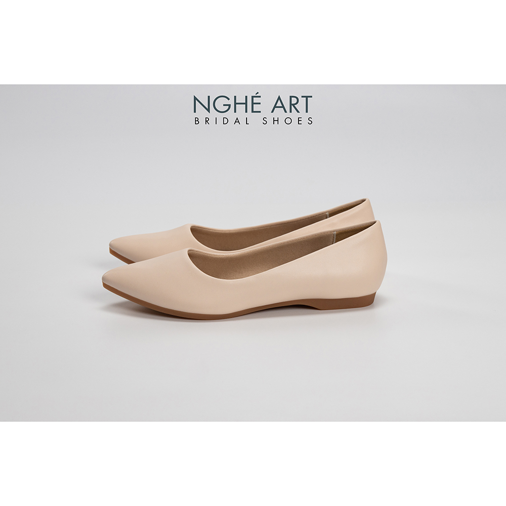 Giày cưới Nghé Art basic bệt búp bê bít mũi 194