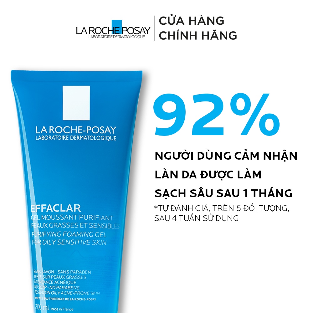 Sữa Rửa Mặt La Roche Posay Effaclar Dạng Gel 300 ml - Giúp Da Sạch Sâu, Mịn Màng, Không Nhờn Rít - Dành cho Da Dầu, Da Nhạy Cảm