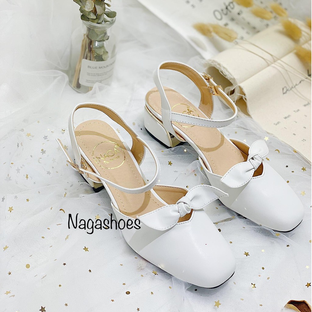 Voucher 100k] giày cao gót nagashoes có nơ nac145