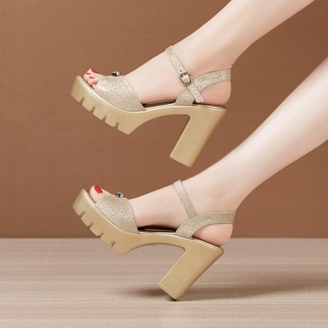 Sandal quai nhũ đính hạt cao câp L99