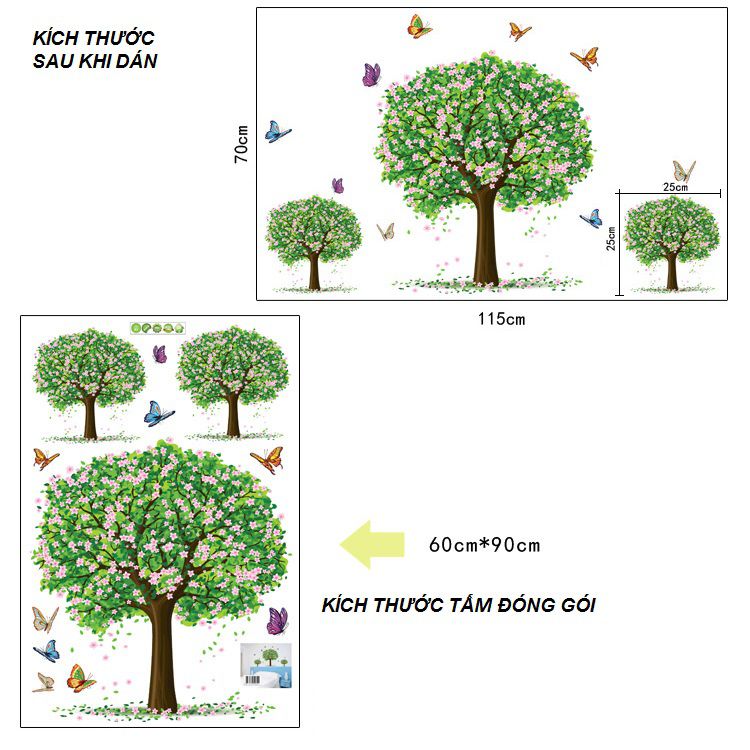 DECAL DÁN TƯỜNG GIÀN CÂY XANH LÁ