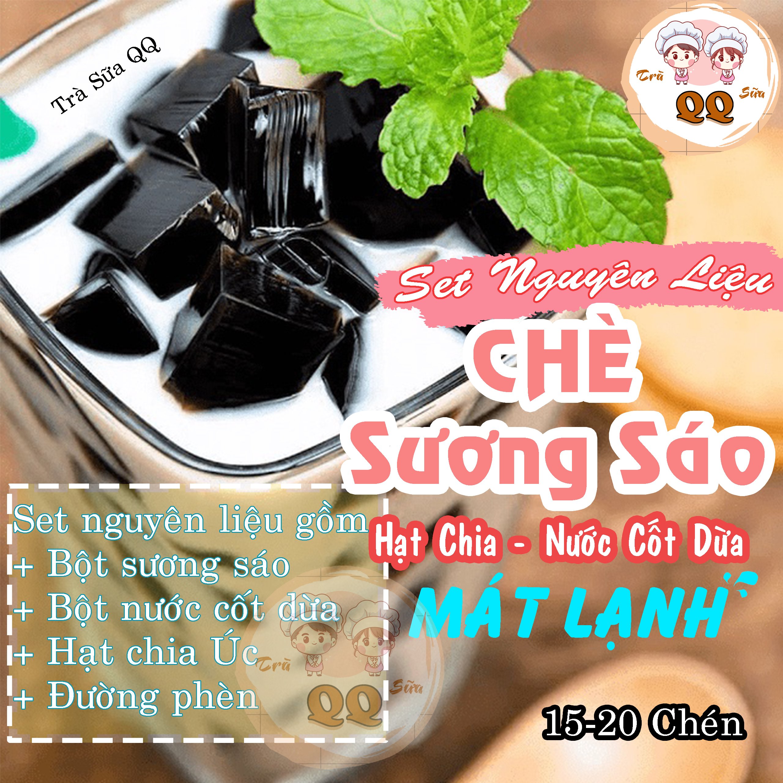Set 15-20 chén chè sương sáo hạt chia nước cốt dừa