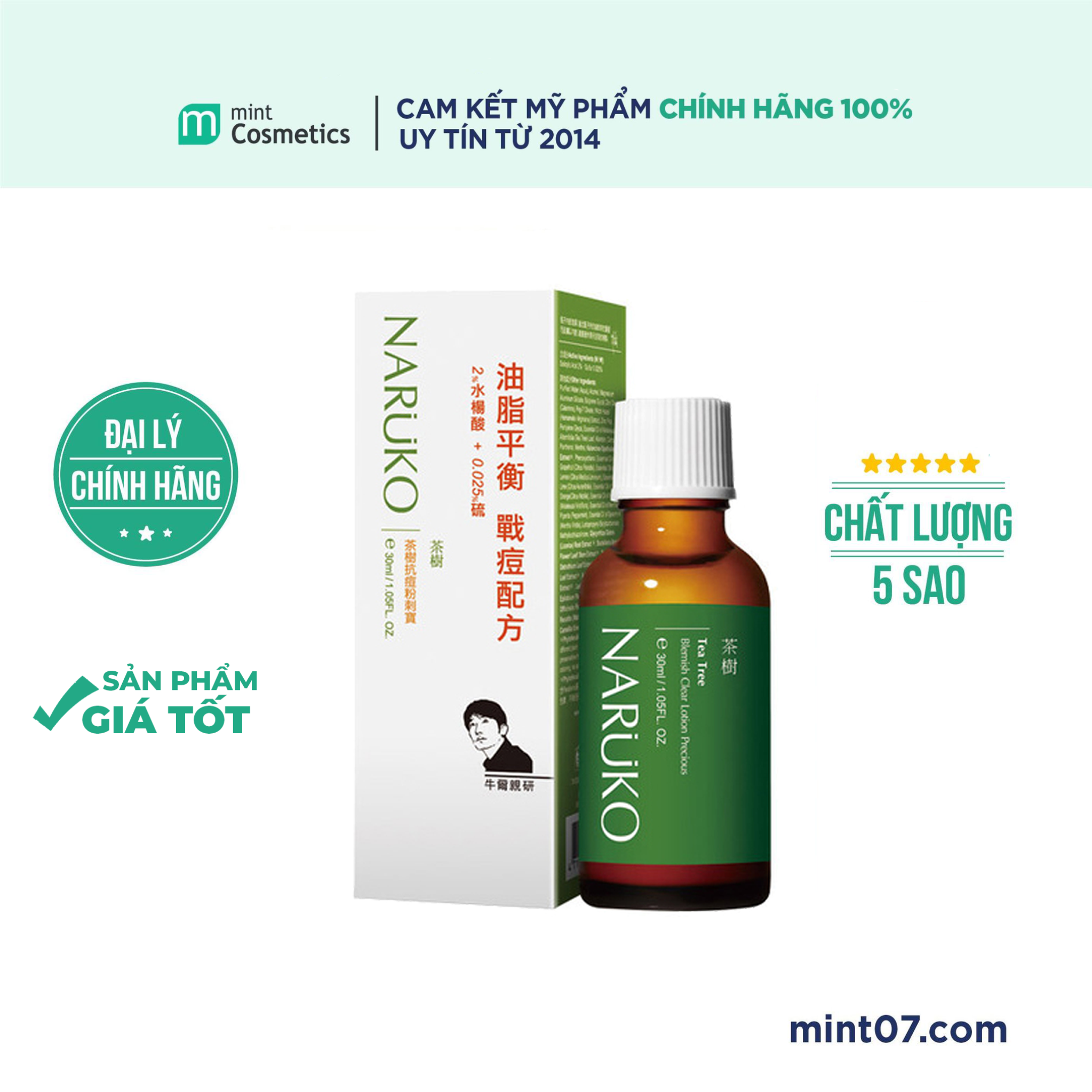 Chấm mụn naruko tea tree precious 2 lớp 30ml