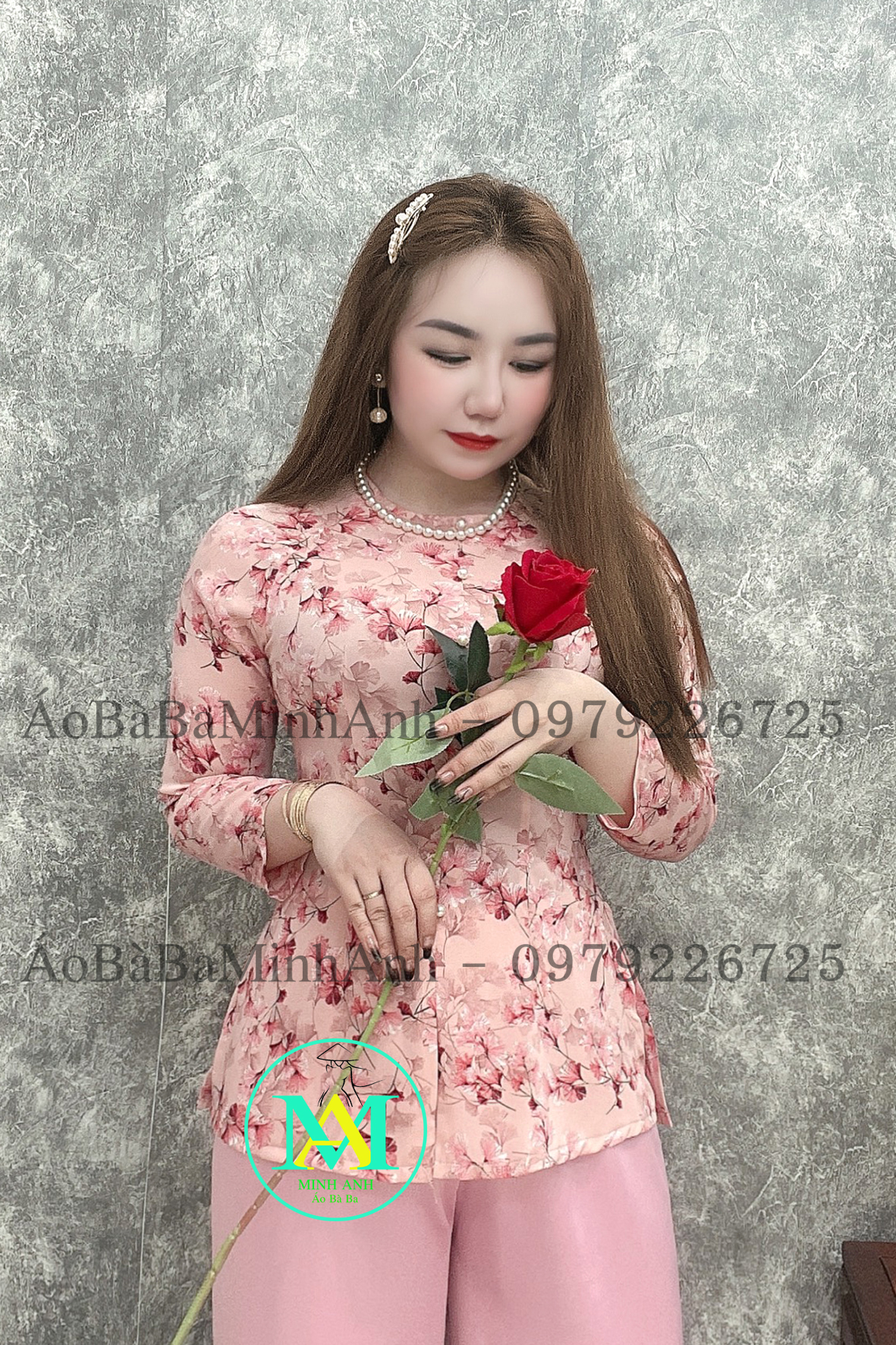 ÁO BÀ BA DÂY KÉO HOA GIÓ + QUẦN