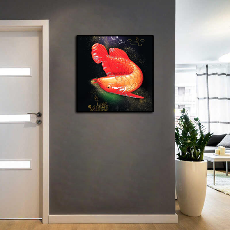 Tranh treo tường cá rồng in trên canvas có khung, trang trí phòng khách, phòng ngủ (#20009896)