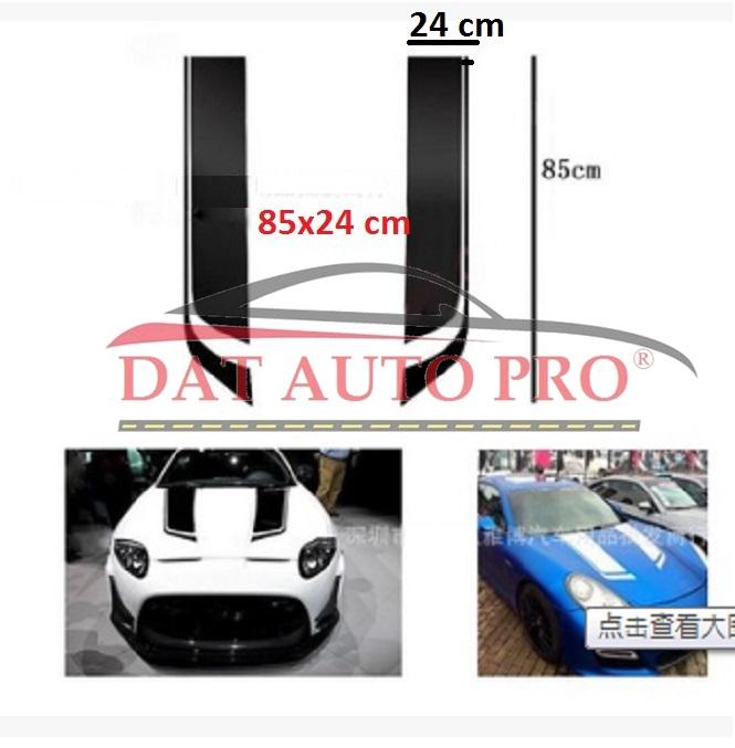 Bộ Tem dán Capo 2 sọc Màu đen cho oto.
